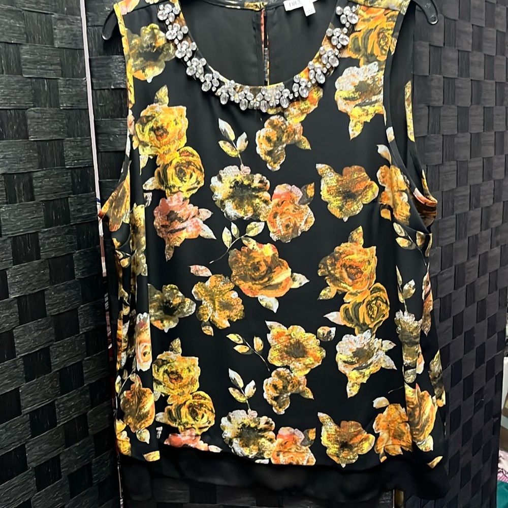 Beautiful Dressy Blouse With Rhinestone Neckline